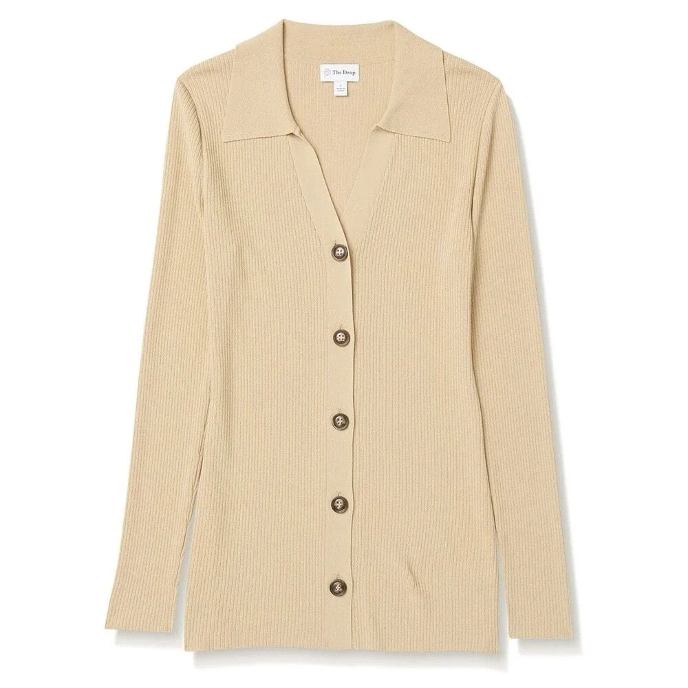 The Drop Women's Constance Rib Button-Down Sweater Size XS NWT